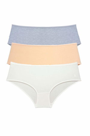 3Pcs Women High Waist Bato Panties Gray Skin Cream