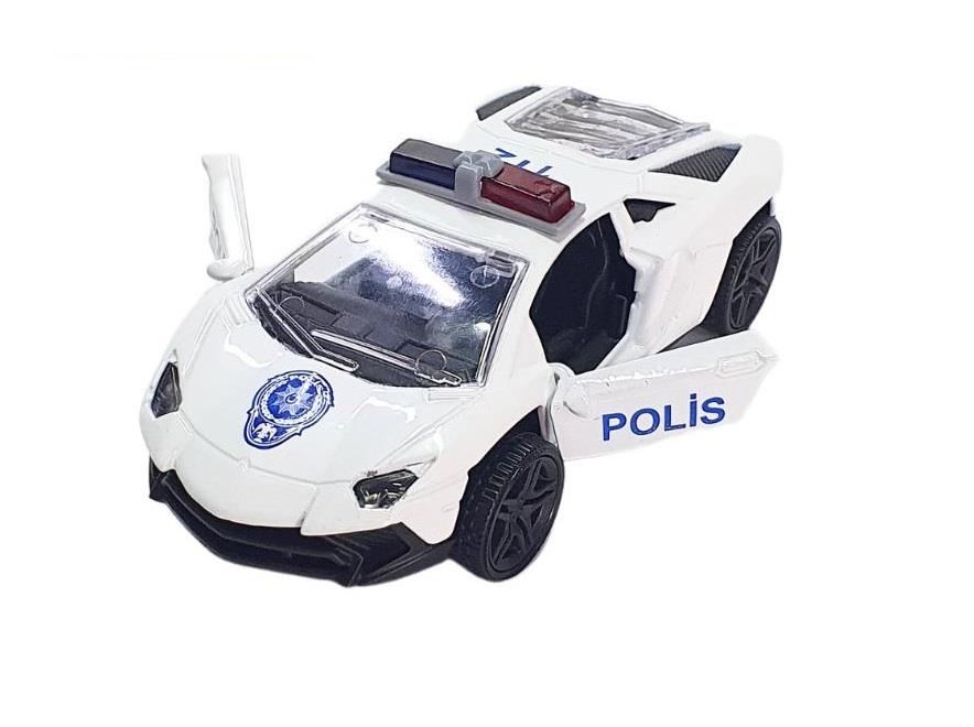 Pull Drop Metal Police Car -