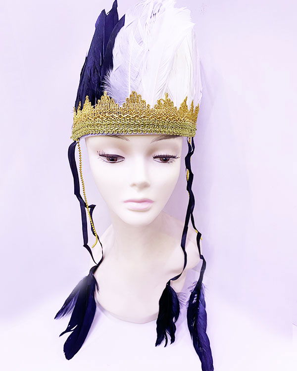 Black White Color Feathered Indian Headgear | Fan Headgear