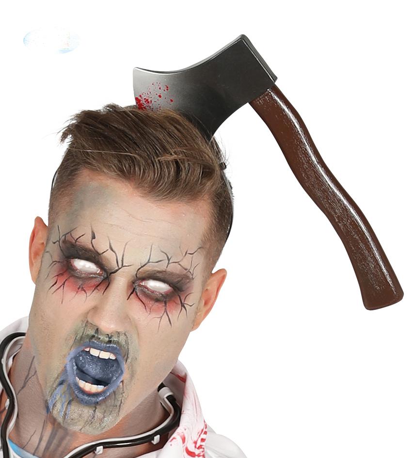 Halloween Bloody Axe Stabbed in the Head Joke Crown