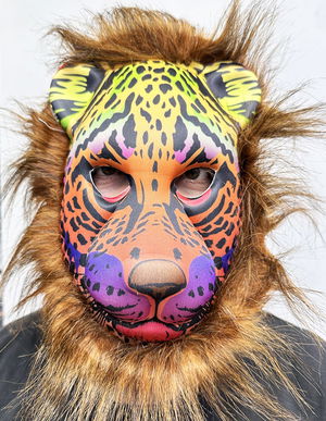 Colorful Lion Mask with Brown Mane Hair Mega Plush 5 No