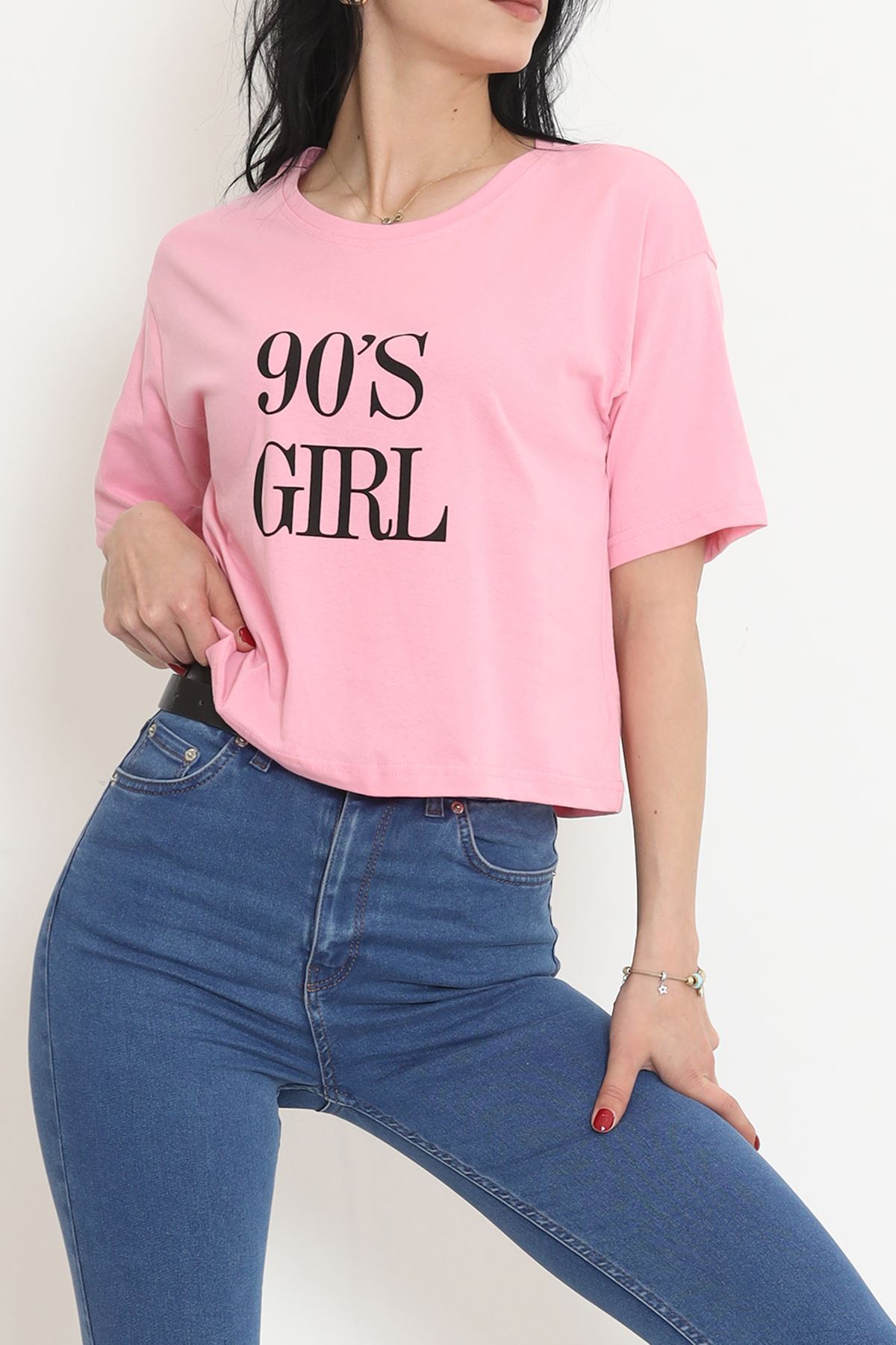 Printed Crop T-shirt Pink