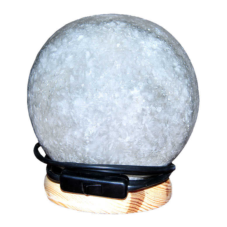 Sphere Shaped Natural Rock Salt Lamp White 3-4 Kg With Wired Bulb