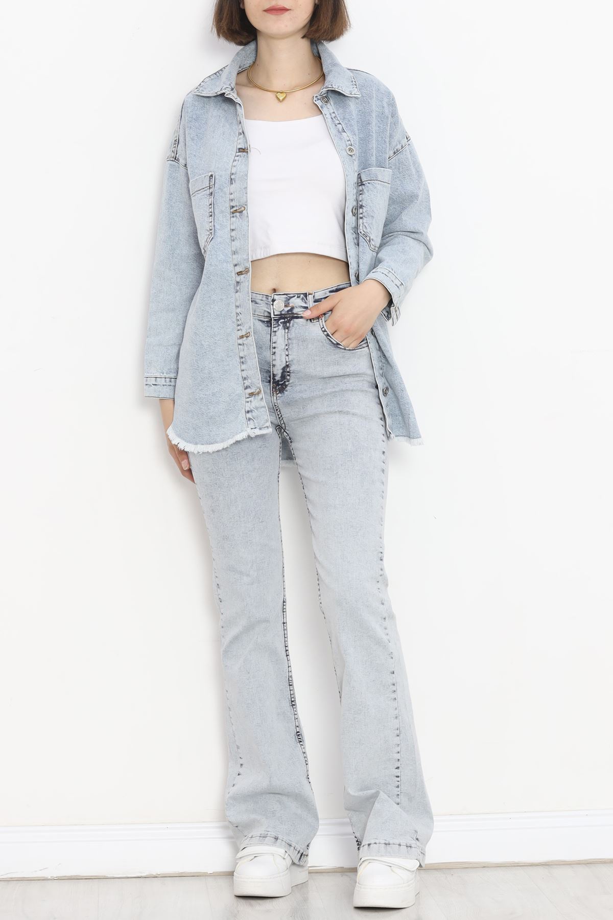 Tasseled Denim Jacket Ice Blue