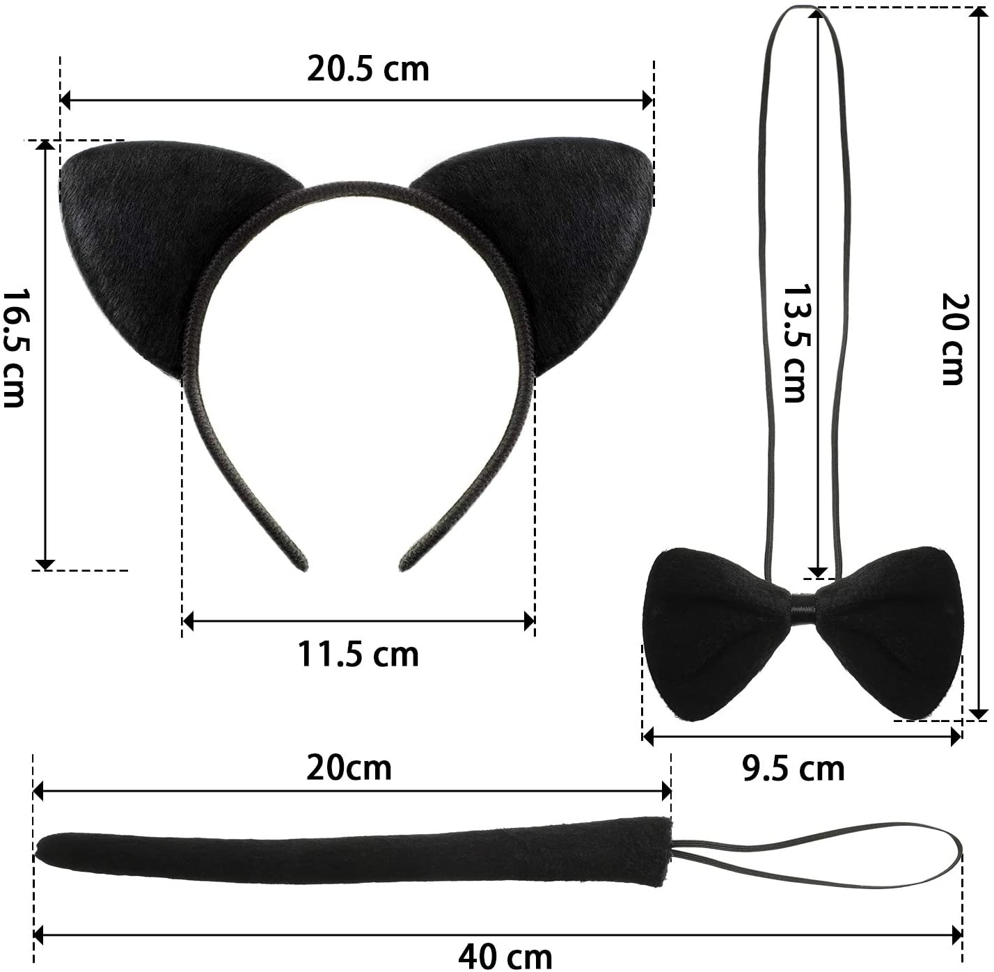 Cat Costume Crown Tail Bow Tie Set 1 Piece