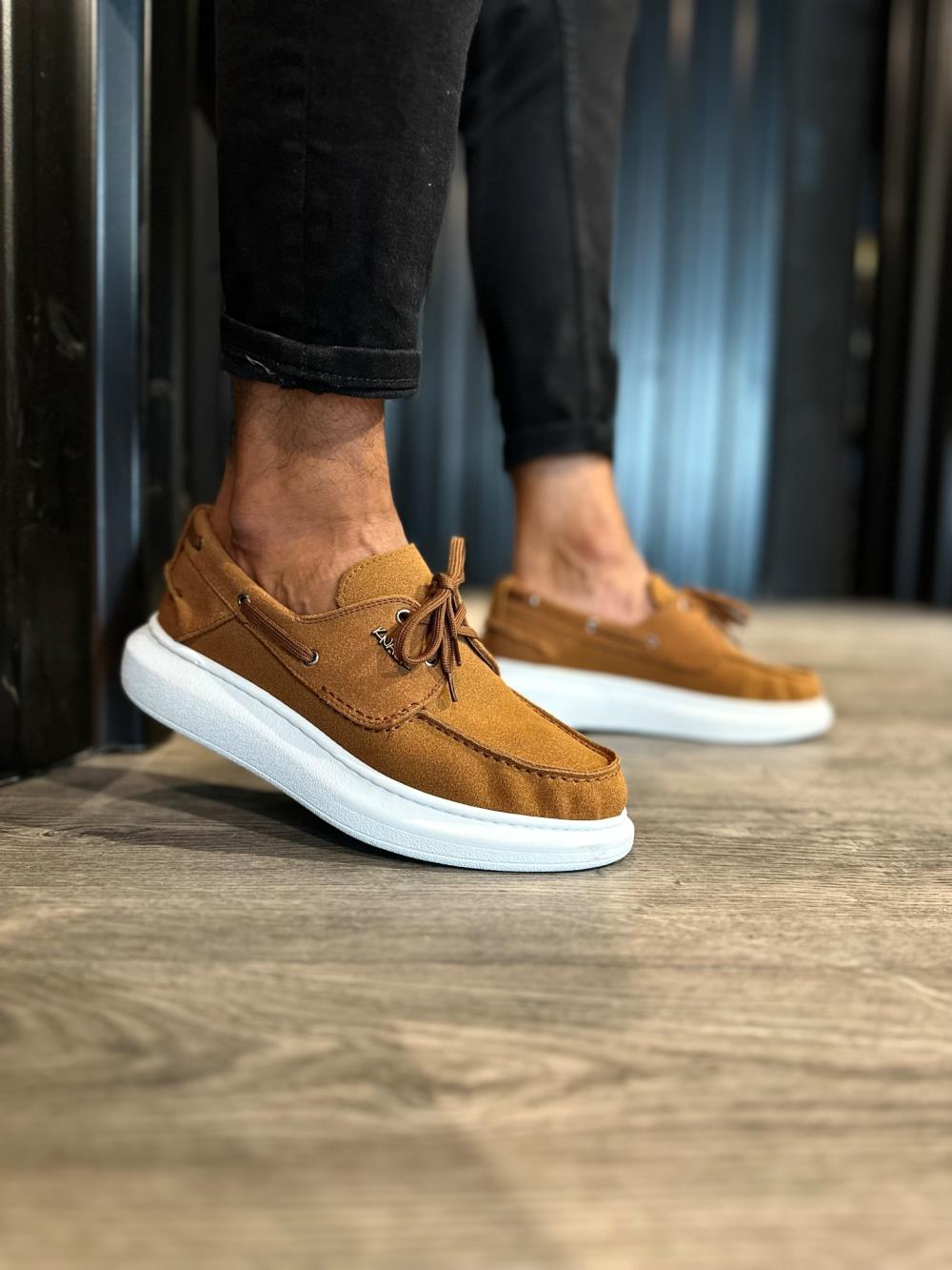 High Sole Seasonal Suede Shoes Tan