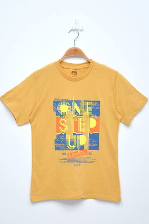 13-16 Years Printed Kids T-Shirt Mustard