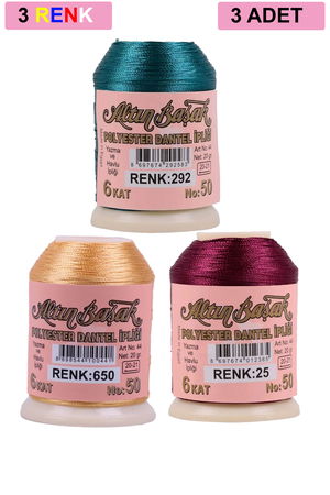 3 Pieces Altinbasak Oya and Lace Floss 20 gr - Turk - No: 650 - 025 - 292