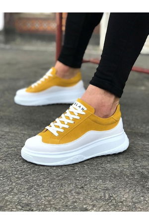 White Yellow Men's Shoes