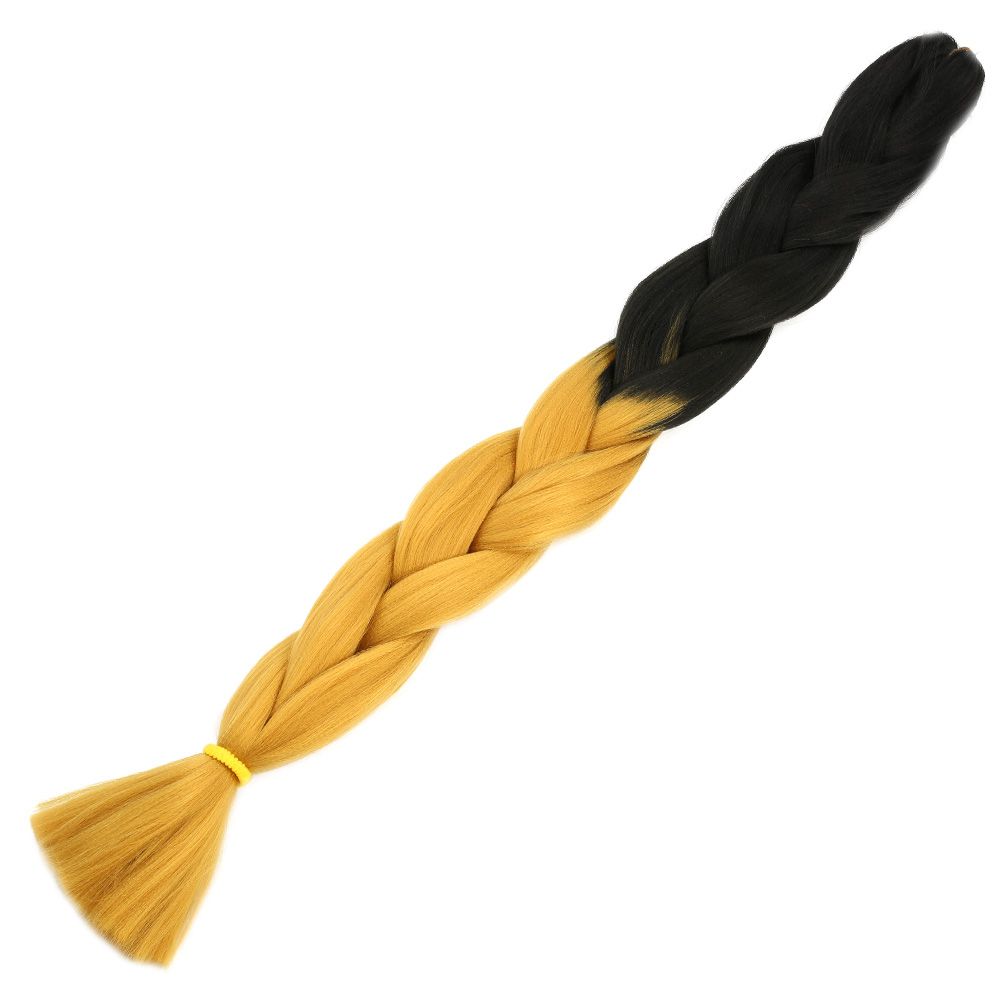 Afro Braiding Synthetic Color Transition Hair 100 Gr. / Black / Gold Yellow