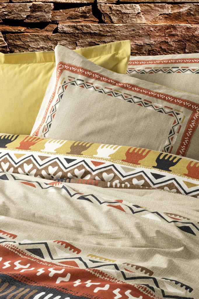 Etnich Duvet Cover Set Double Magnus Mustard