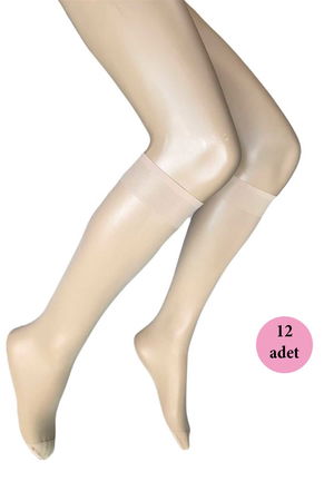 12 Pieces Shiny Knee High Women Socks 15 Denier Sahara 51