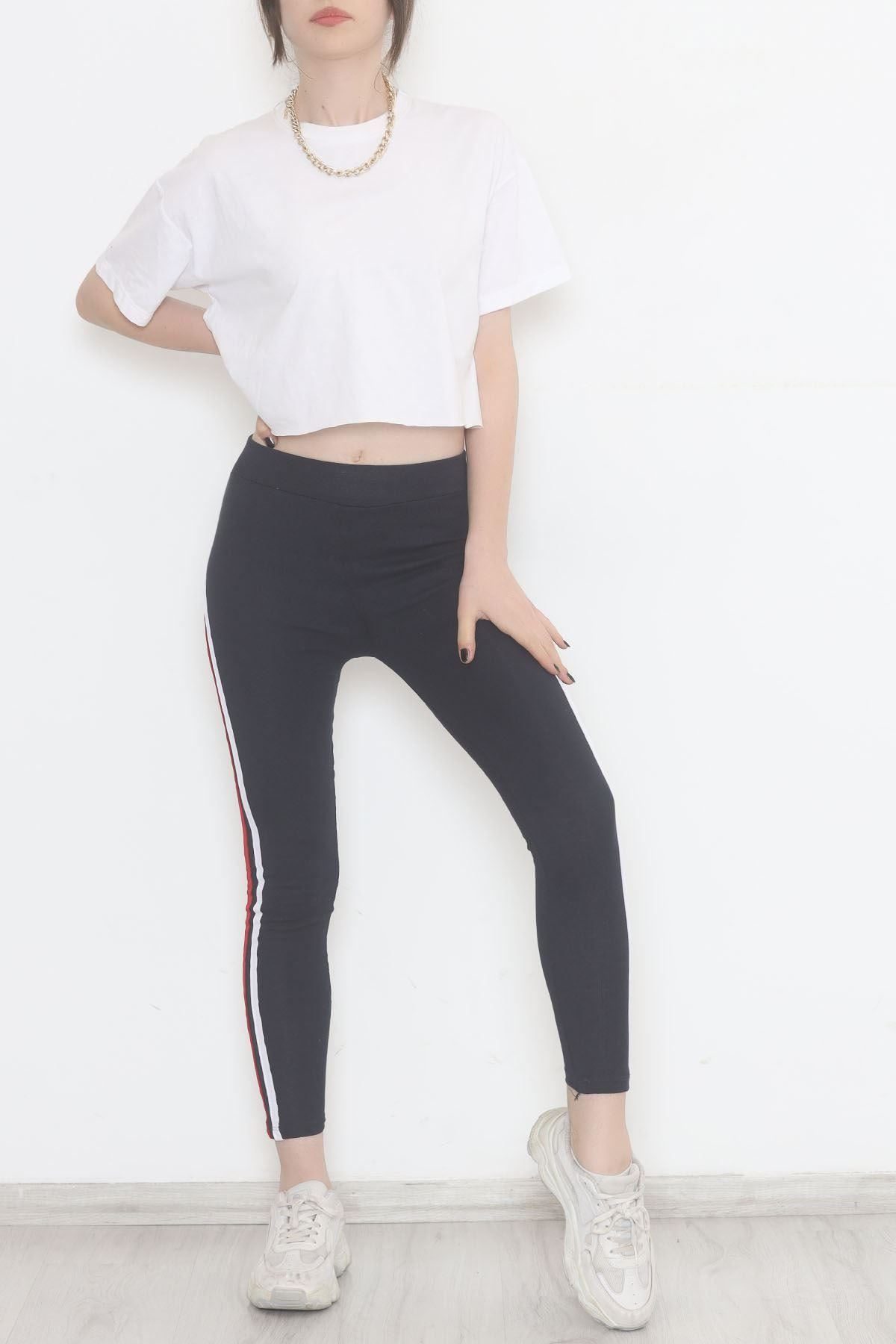 Double Stripe Ribbed Leggings NavyRed