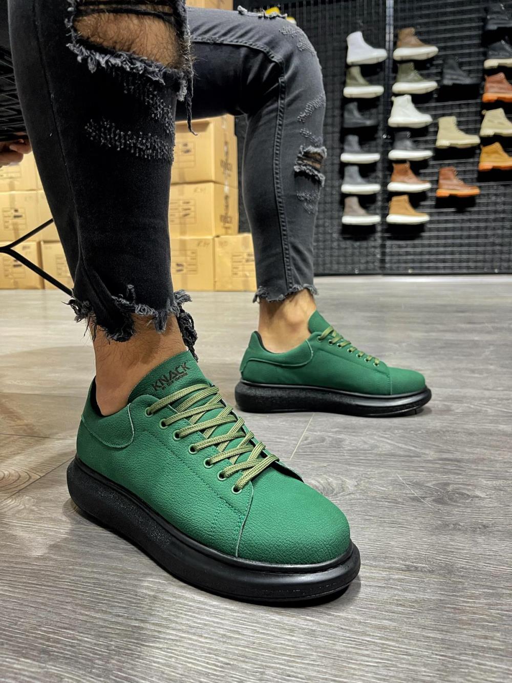 High Sole Casual Shoes Green (Black Sole)