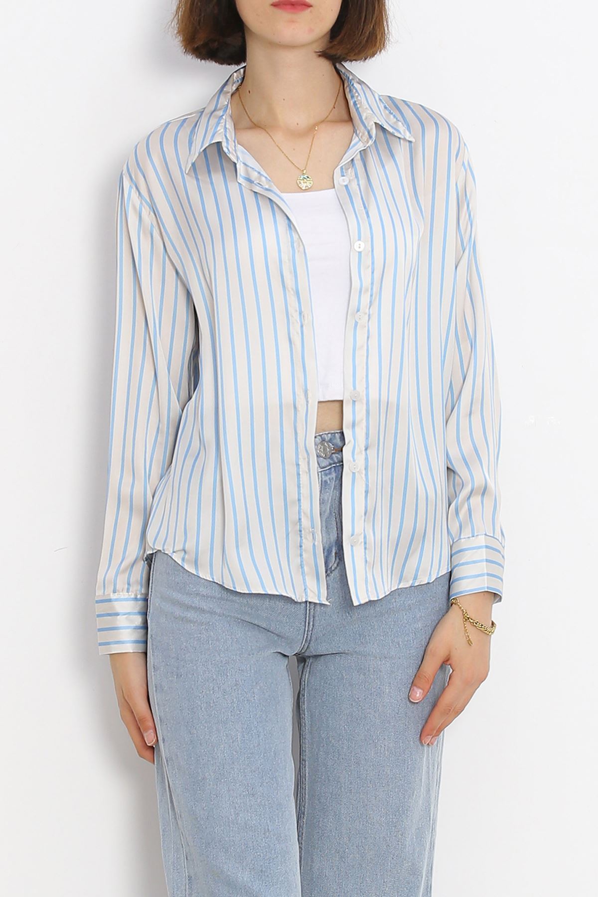 Striped Satin Shirt BlueStripe