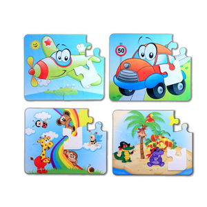 4 Set - 48 Piece Airplane, Car and Rainbow 3+ Felt Jigsaw Puzzle - 3 Year Old Puzzle