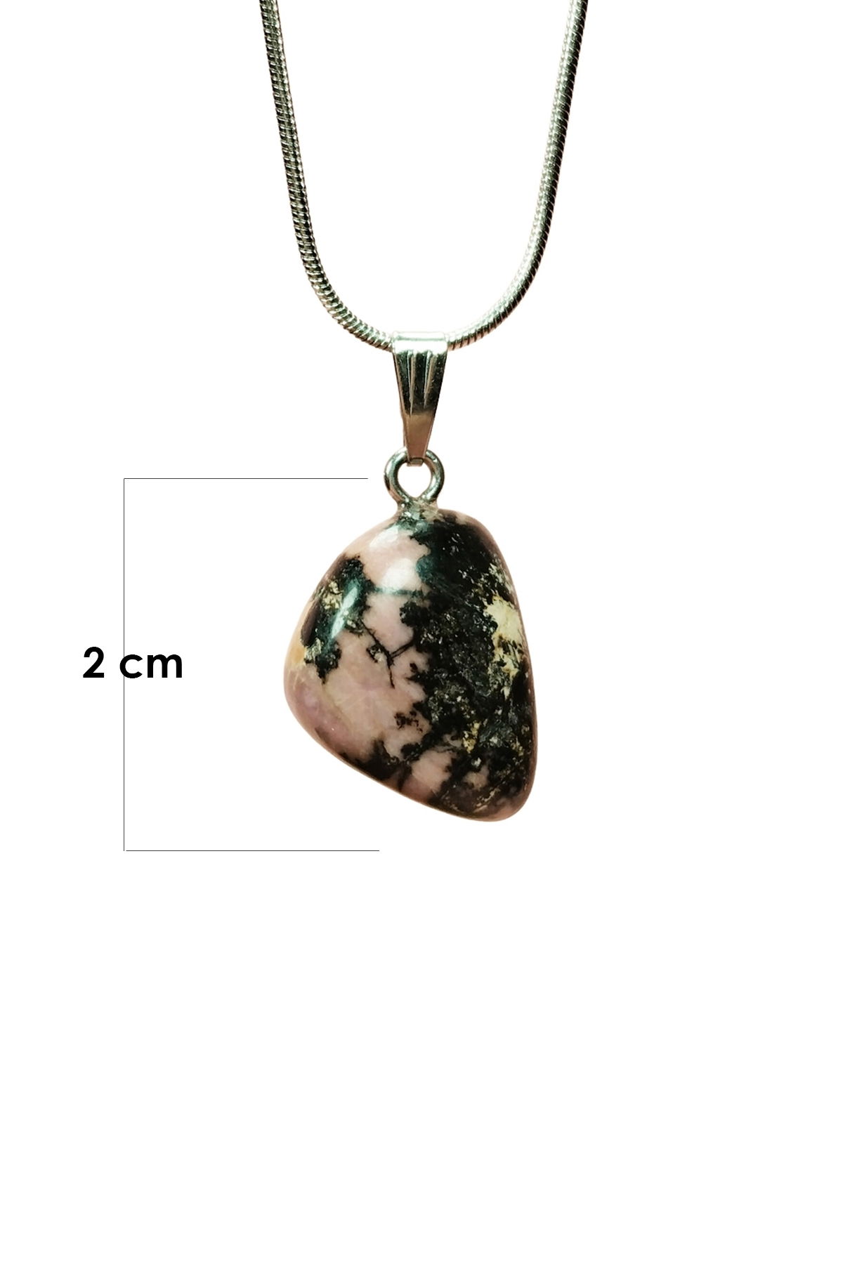 Rhodonite Natural Stone Handmade Pendant with Chain: 2 cm Chain: 20 cm Boxed