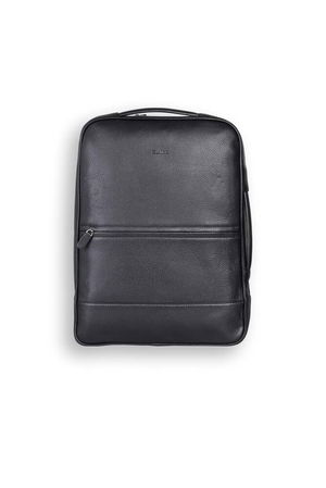 Black Genuine Leather Slim Backpack and Handbag