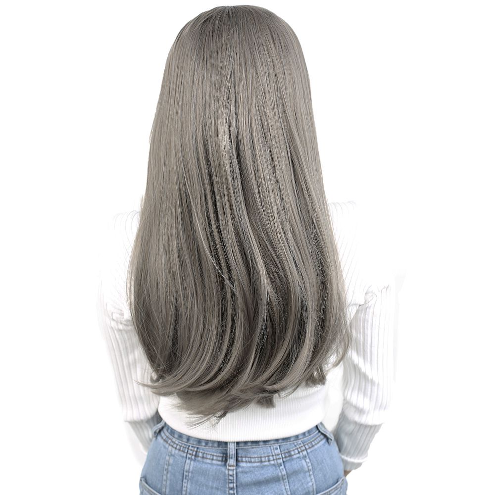 Kanekalon Fiber Synthetic Long Straight Wig / Dark Gray