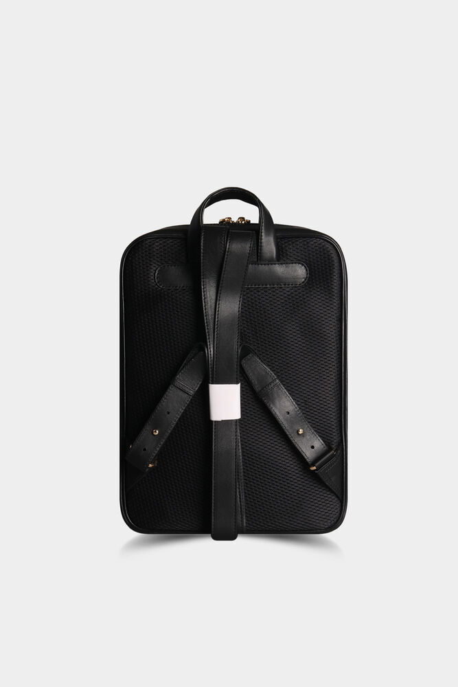 Black Horizontal Stitched Leather Backpack