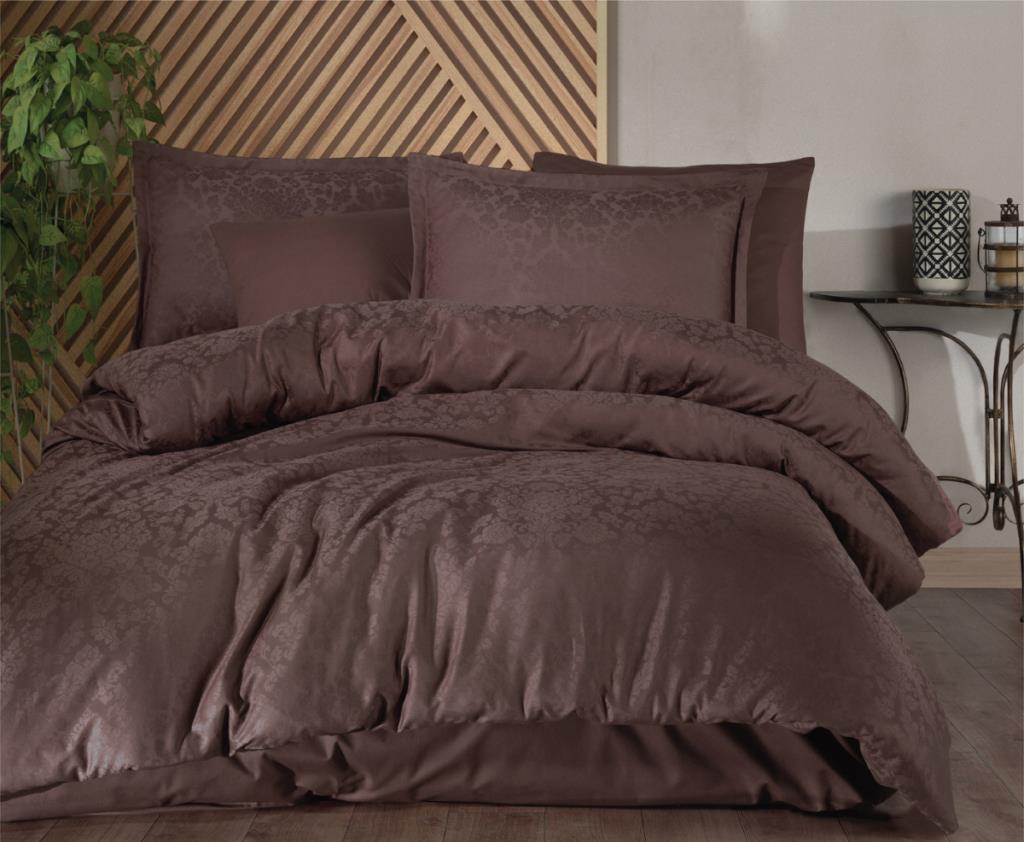 Exclusive Jacquard Double Cotton Sateen Duvet Cover Royalisa v1 Coffee