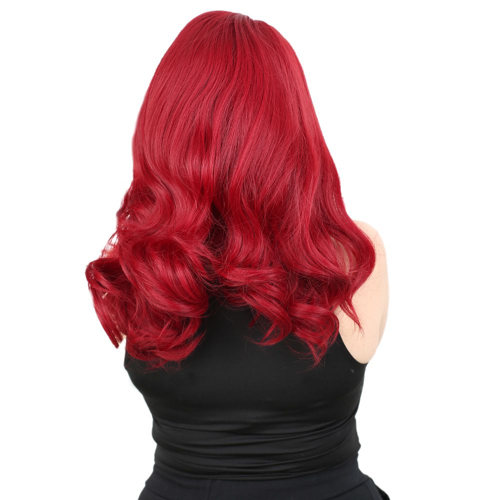 Kanekalon Fiber Synthetic Medium Wavy Wig without bangs / Red