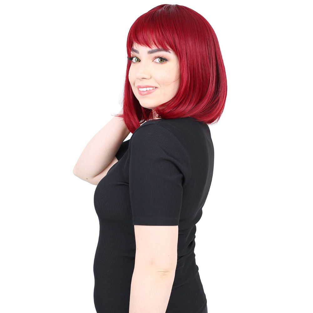 Kanekalon Fiber Synthetic Wig with Bangs / Red