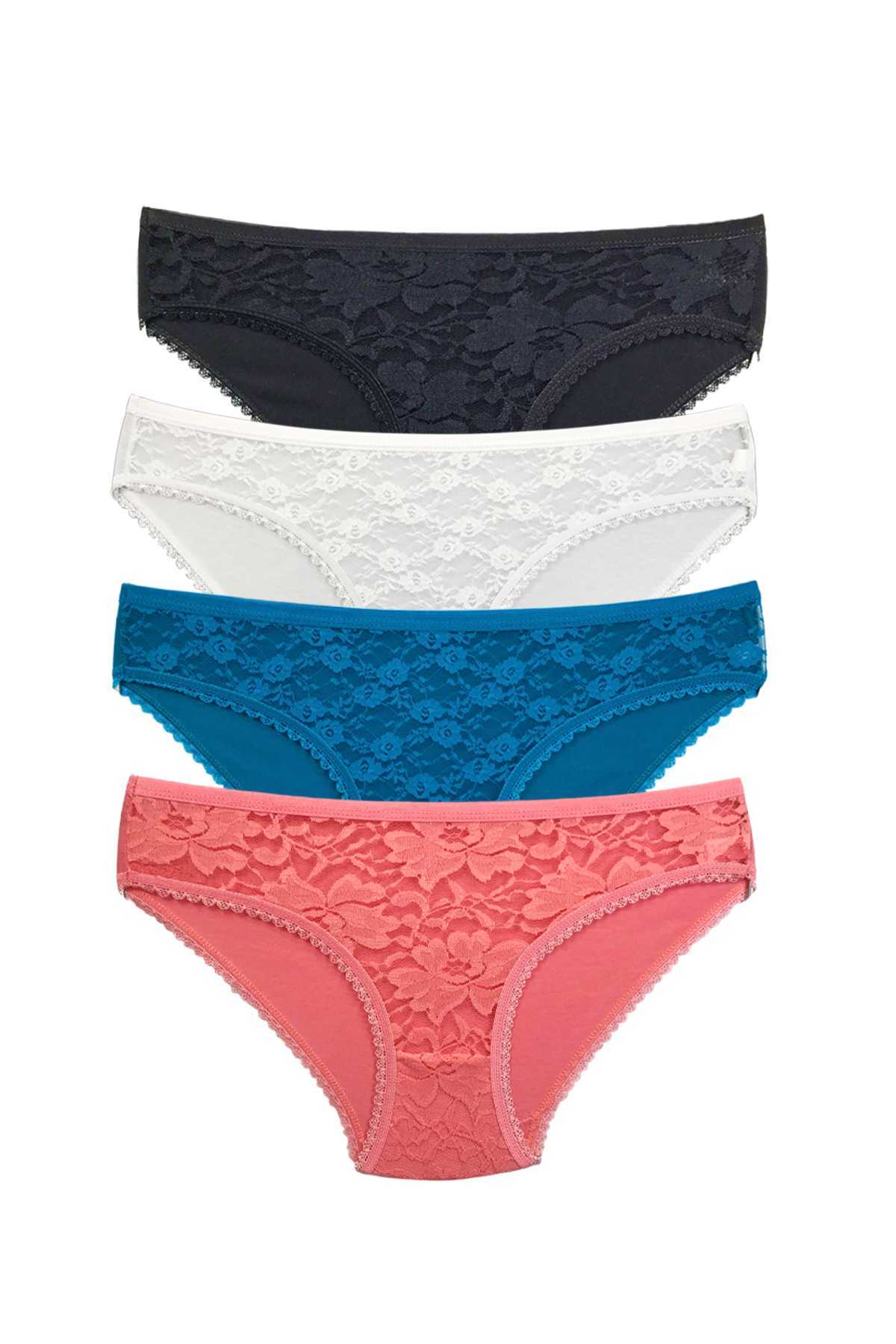 4 Pcs Lace Front Transparent Women Slip Panties S149