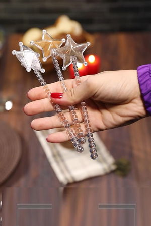 3 Pcs Magic Wand Star Shaped Crystal Salt and Pepper Shakers, Spice Rack Bead Handle