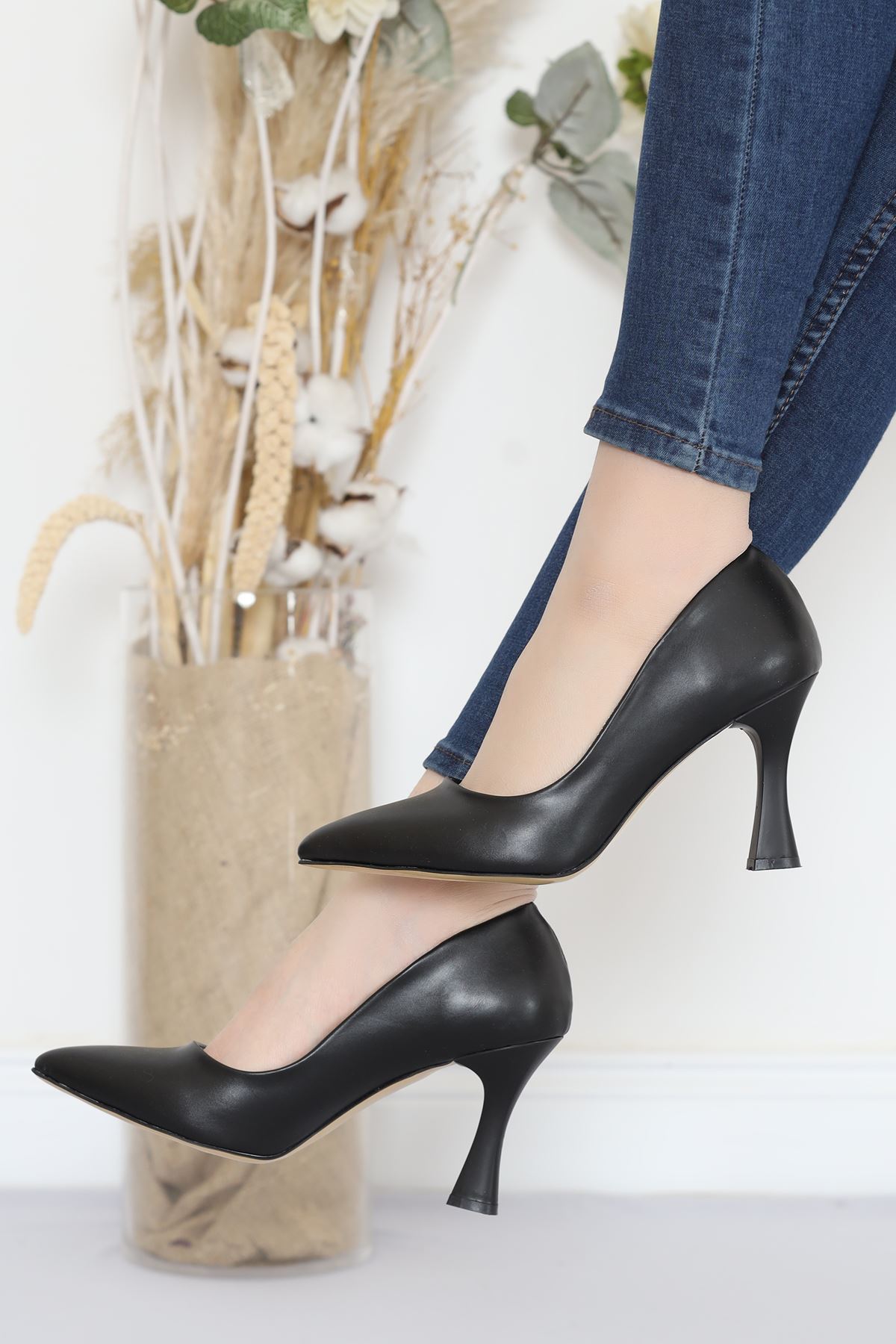 8 Cm Heeled Shoes Black Leather