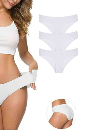 3Pcs Women's Seamless Laser Cut Stretchy Non-marking Panties White