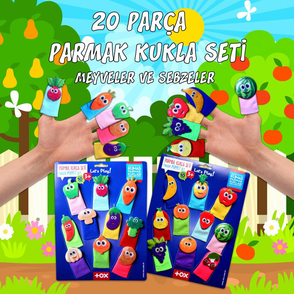 2 Sets - 20 Pieces Fruits and Vegetables Finger Puppet