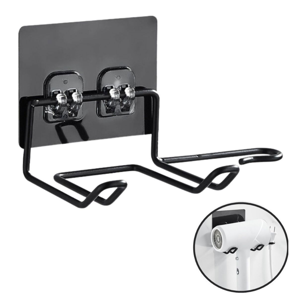 Black Strong Adhesive Blow Dryer Hanger Holder Bathroom Hanger