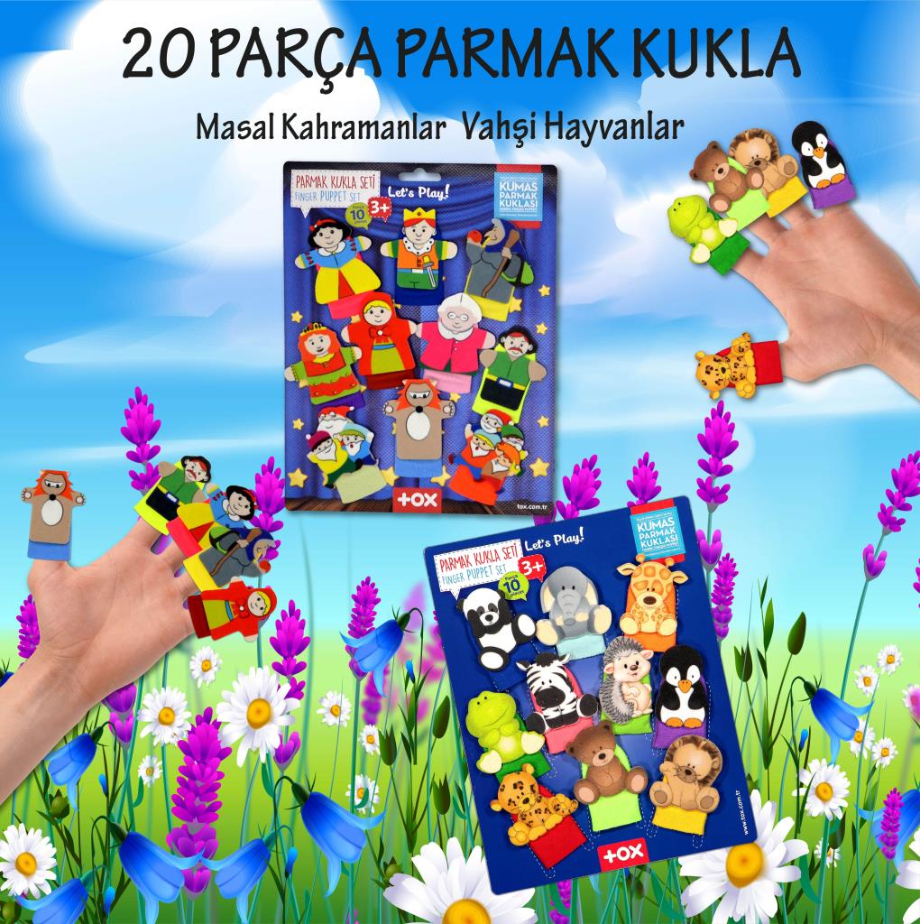 2 Sets - 20 Pieces Fairy Tale Heroes and Wild Animals Finger Puppet