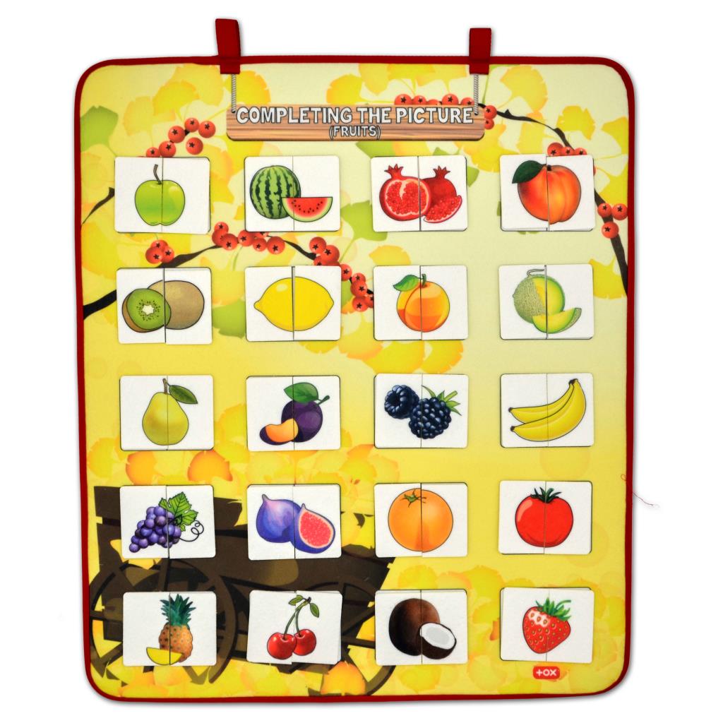 English Piece-Whole Fruits Matching Game Felt Velcro Wall Board , Educational Toy