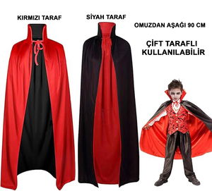 Reversible Black and Red Collared Cloak 90 cm Child