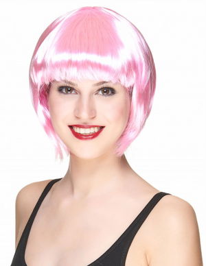 Soft Pink Color Party Wig Blunt Hair