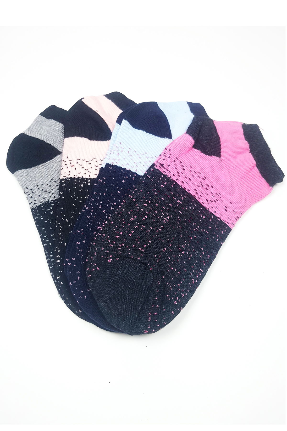 Women Ankle Socks Summer Cotton Soft Dot Pattern 4 Pairs