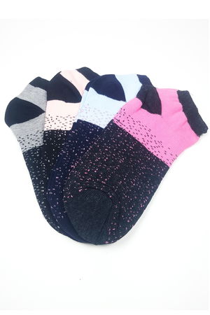 Women Ankle Socks Summer Cotton Soft Dot Pattern 4 Pairs