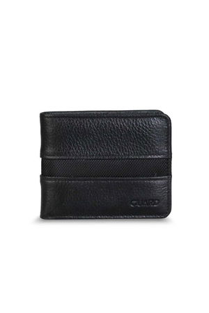 Black Sport Stripe Leather Men's Wallet