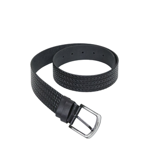 Men's Leather Belt with Black Weave Pattern 4.5 Cm