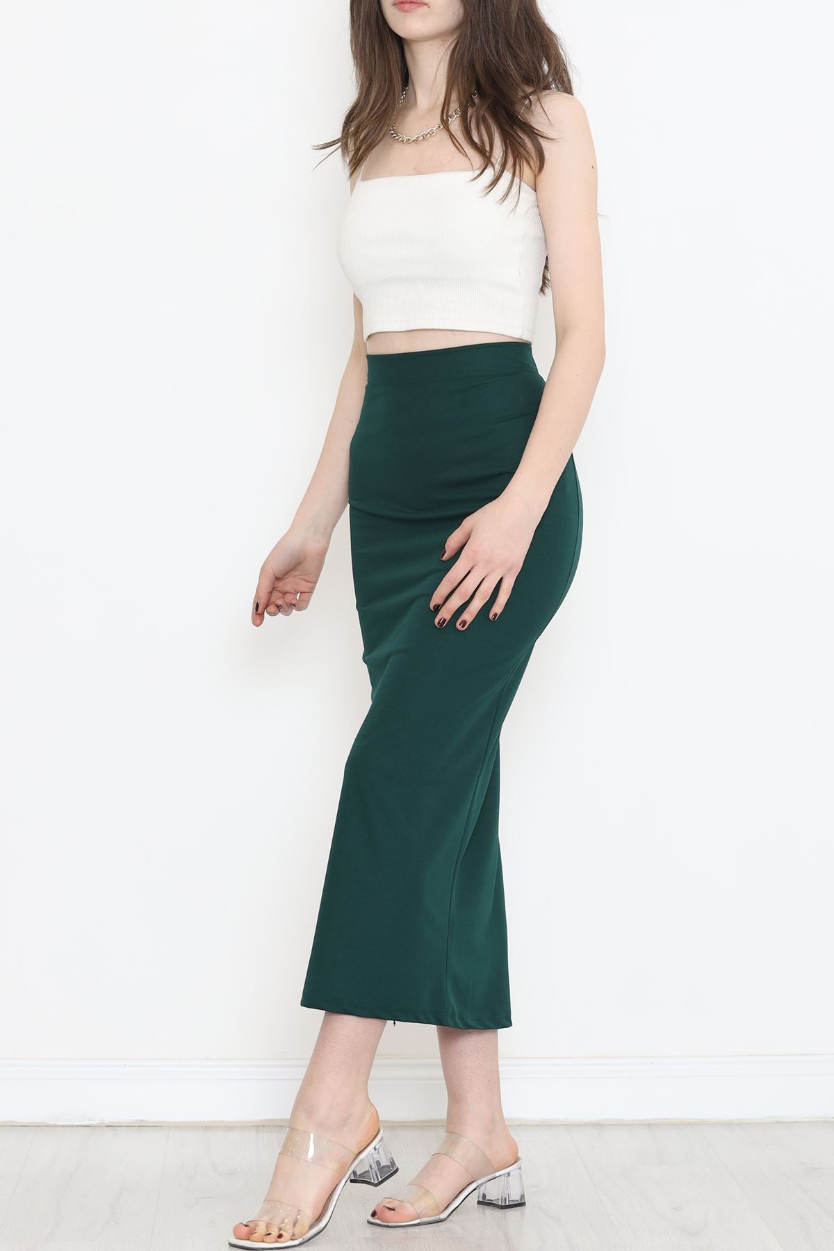 Scuba Fabric Pencil Skirt Emerald