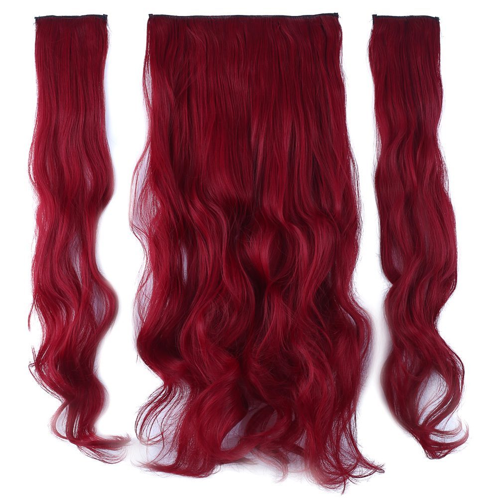 Kanekalon Fiber Synthetic Wavy Half Moon + 2 Side Hair Snaps / Red