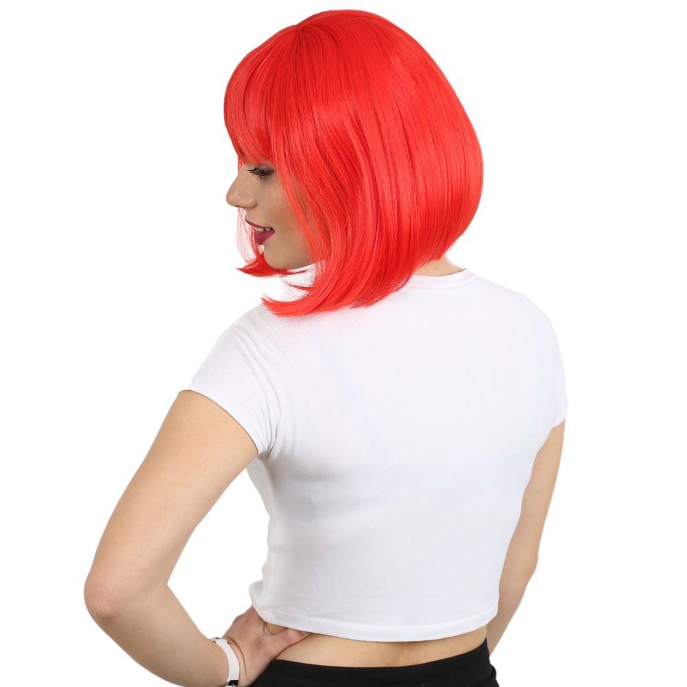 Kanekalon Fiber Synthetic Wig with Bangs / Red