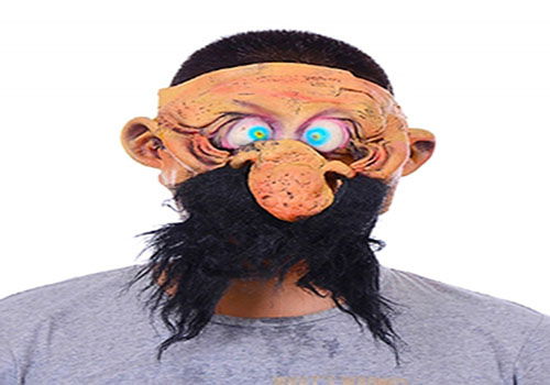 Big Nose Big Eyes Latex Caveman Mask with Black Hood