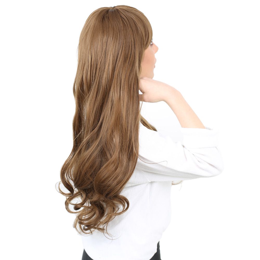 Long Wavy Kanekalon Fiber Synthetic Wig with Special Bangs / Auburn