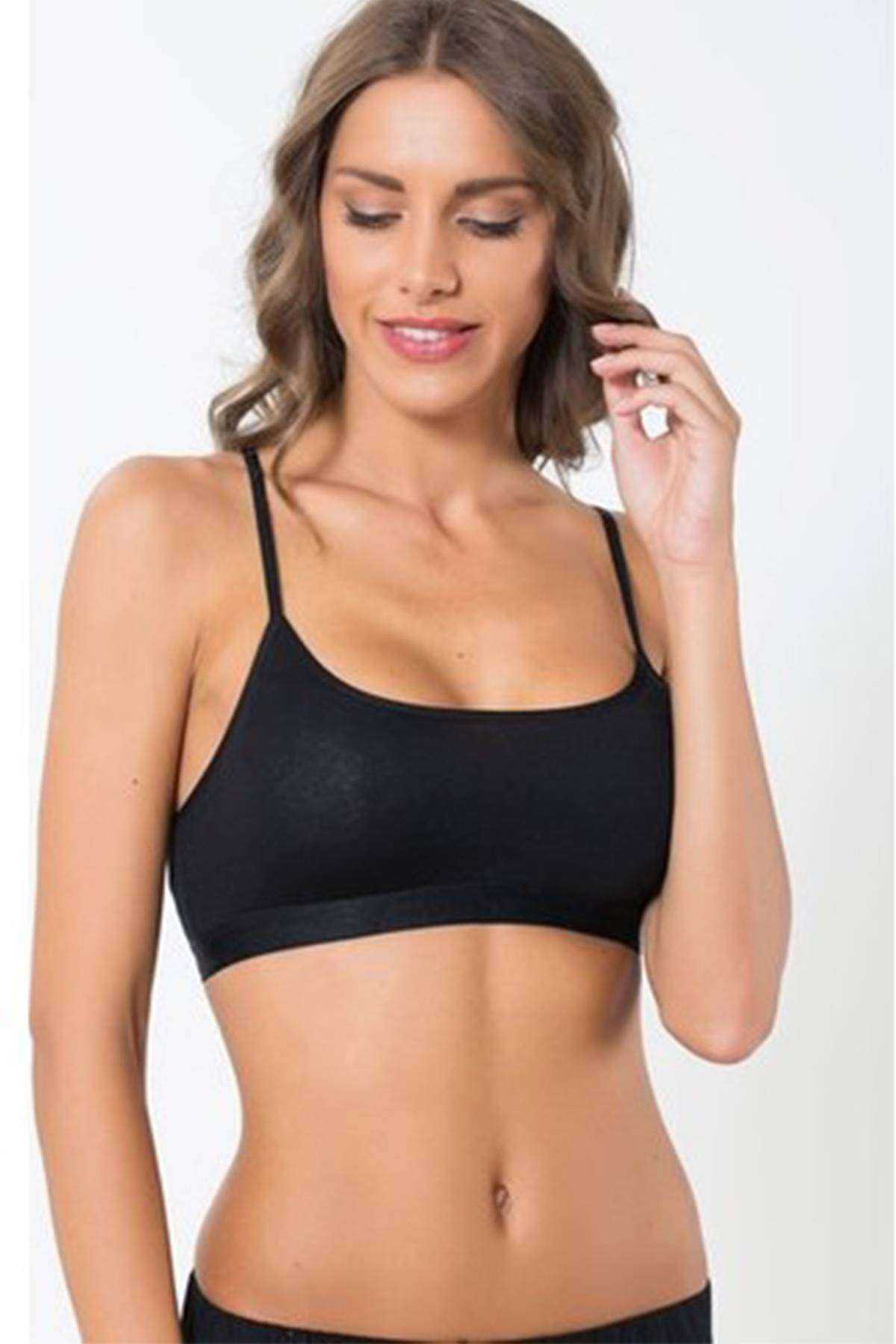 Elite Life Women's Thin Straps Seamless Black Bustier 851