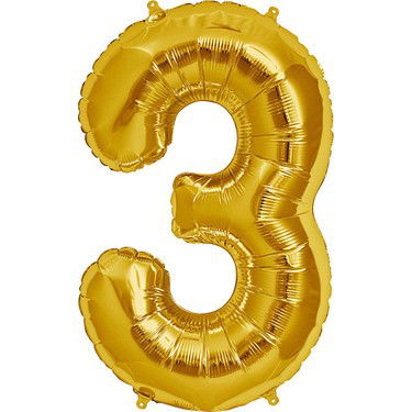 Shaped Supershape Gold Number Foil Balloon Number 3