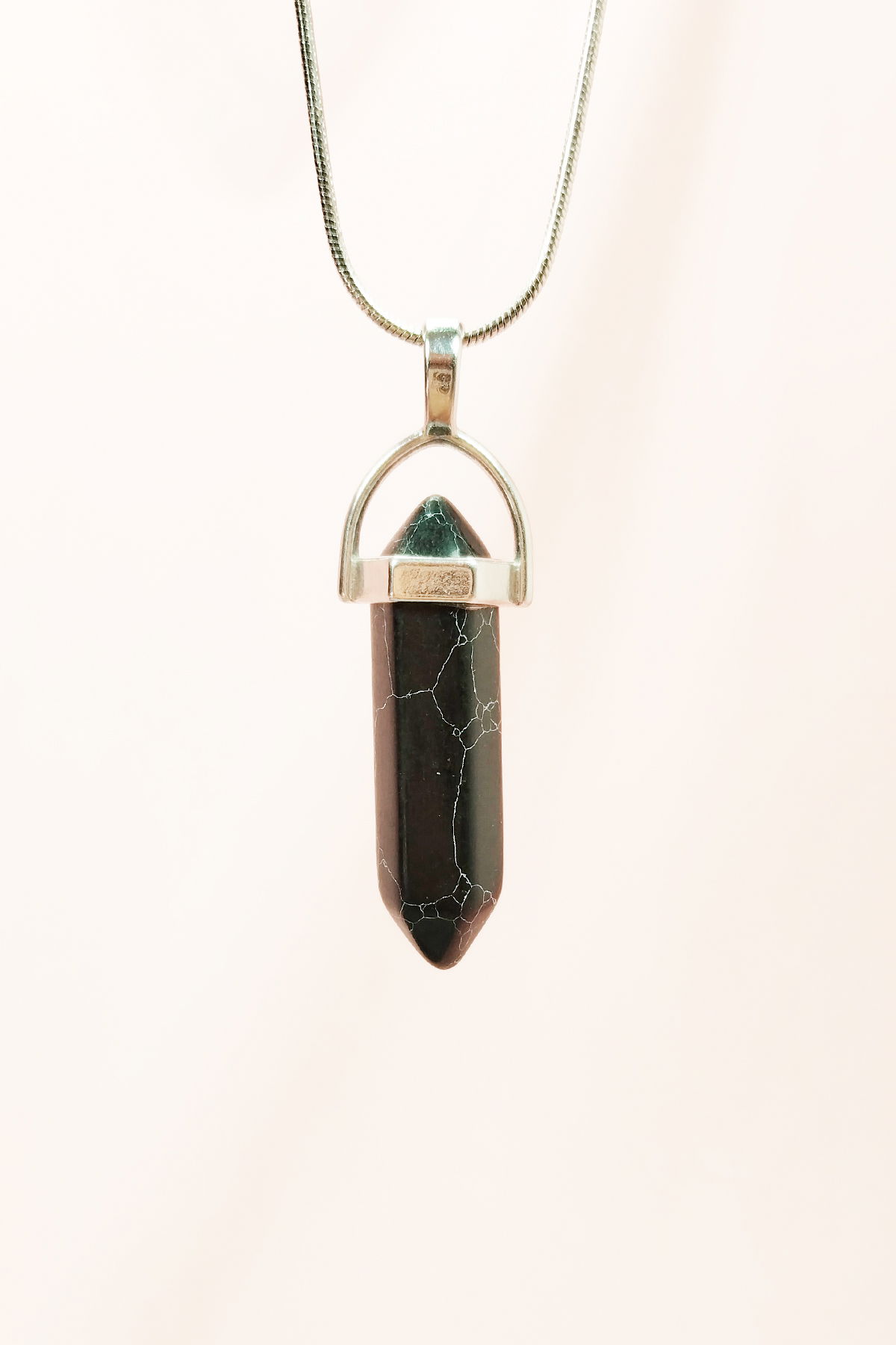 Handmade Design Necklace with Matte Onyx Natural Stone Chain Pendant: 3.5 cm Chain: 20 cm Boxed