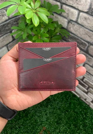 Antique Burgundy Genuine Leather Card Holder